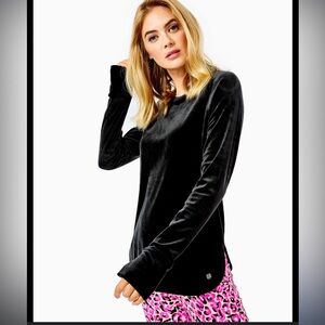 Lilly Pulitzer Luxletic Black Velour Long Sleeve Tee